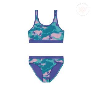 Under Armour 2 pc Girls Swimsuit Bikini Sz 6 Camo Radial Turquoise NWT